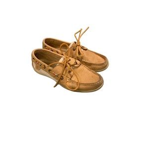Sperry Top Sider Boat Shoes Womens 7.5 M Slip On Flats Beige STS80728